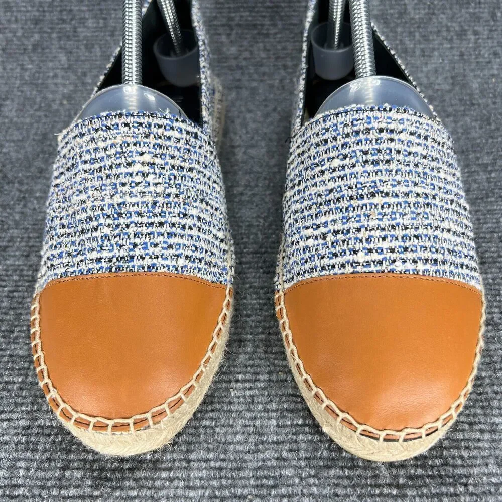 J Mclaughlin Espadrille Slip On Shoes Womens 9 Alexa Denim Natural Cap Toe Flats
